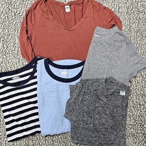 Assorted Old Navy T-Shirts (Rust, Blue, Gray)